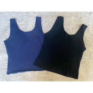 *TWO* 1990’s Commotion crop tops - Navy, Black, Size Medium